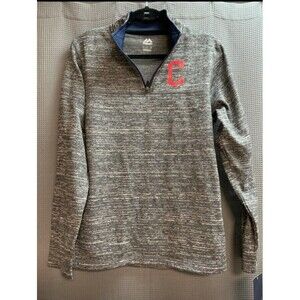 Majestic Cleveland‎ Guardians Logo 1/4 Zip Fleece Pullover Men’s Small Pockets